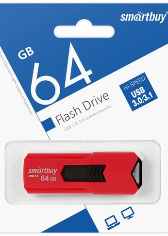 Флеш диск 64Gb Smartbuy Stream SB64GBST-R3 USB2.0 красный