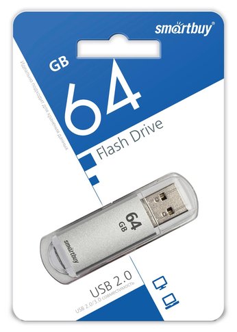 Флеш диск 64Gb Smartbuy V-Cut SB64GBVC-S USB2.0 серебристый