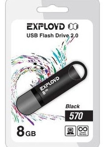 Флеш диск 8GB Exployd 570 черный (EX--570-Black)