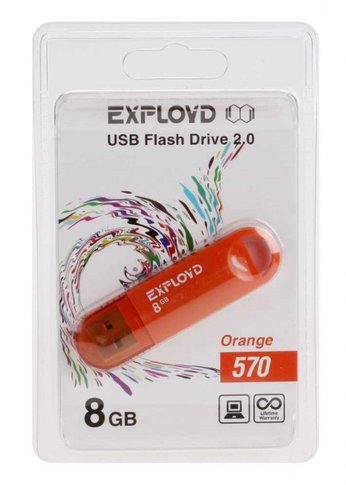 Флеш диск 8GB Exployd 570 оранжевый (EX--570-Orange)