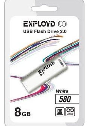 Флеш диск 8GB Exployd 580 белый (EX--580-White)