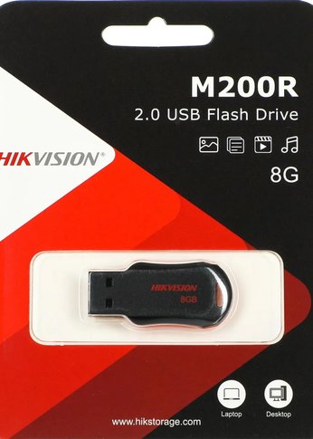 Флеш диск 8GB Hikvision M200R HS-USB-M200R/8G USB2.0 черный