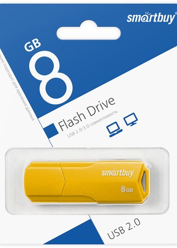 Флеш диск 8Gb Smartbuy Clue SB8GbCLU-Y USB2.0 желтый