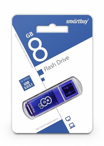 Флеш диск 8Gb Smartbuy Glossy SB8GBGS-DB USB3.0 темно-синий