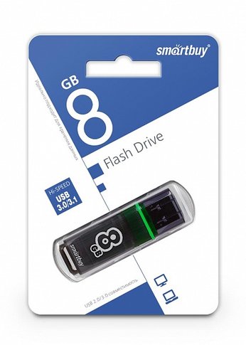 Флеш диск 8Gb Smartbuy Glossy SB8GBGS-DG USB3.0 темно-серый