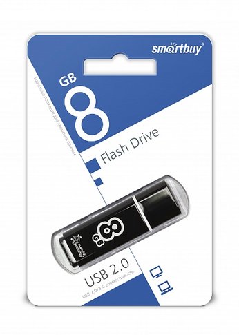 Флеш диск 8Gb Smartbuy Glossy SB8GbGS-K USB2.0 черный