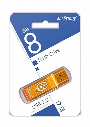 Флеш диск 8Gb Smartbuy Glossy SB8GBGS-Or USB2.0 оранжевый