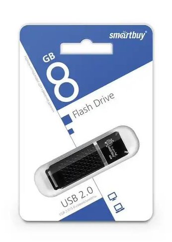 Флеш диск 8Gb Smartbuy Quartz SB8GBQZ-K USB2.0 черный