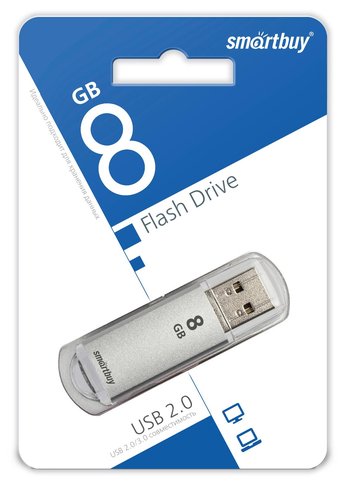 Флеш диск 8Gb Smartbuy V-Cut SB8GbVC-S USB2.0 серебристый