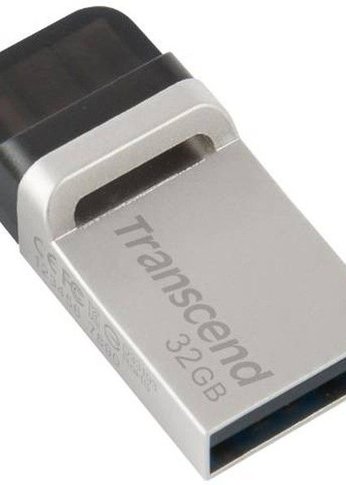 Флеш-накопитель Transcend 32GB JetFlash 880, Silver Plating, OTG