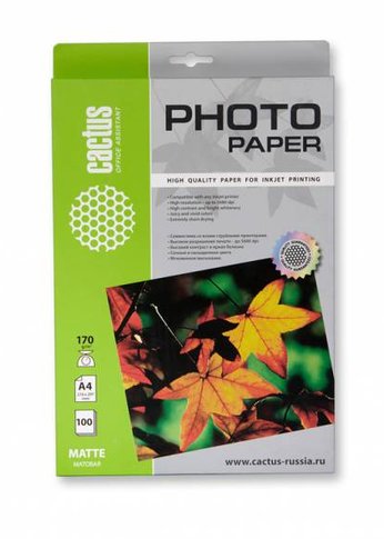 Фотобумага Cactus CS-MA4170100 A4/170г/м2/100л./белый матовое для струйной печати