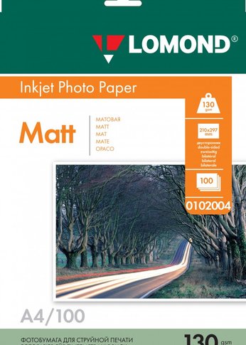 Фотобумага Lomond 0102004 A4/130г/м2/100л./белый матовое/матовое для струйной печати