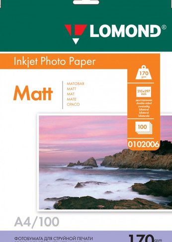 Фотобумага Lomond 0102006 A4/170г/м2/100л./белый матовое/матовое для струйной печати