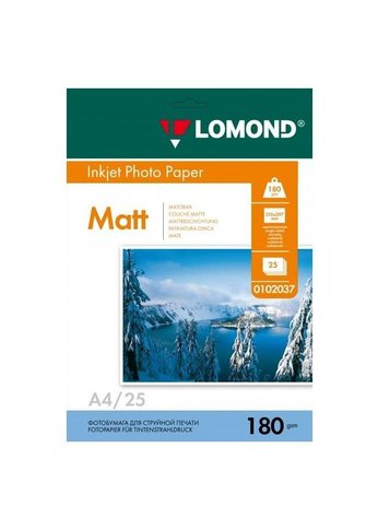 Фотобумага Lomond 0102037 A4/180г/м2/25л./белый матовое для струйной печати