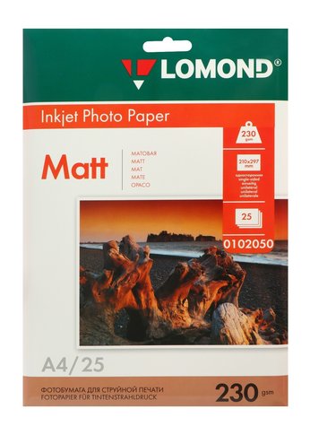 Фотобумага Lomond 0102050 A4/230г/м2/25л./белый матовое для струйной печати