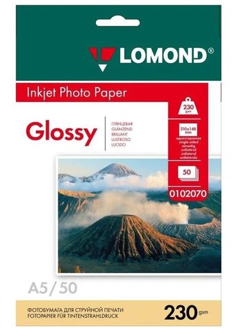 Фотобумага Lomond 0102070 A5/230г/м2/50л./белый глянцевое для струйной печати