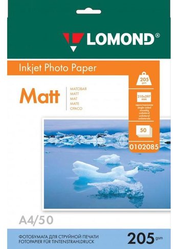Фотобумага Lomond 0102085 A4/205г/м2/50л./белый матовое для струйной печати