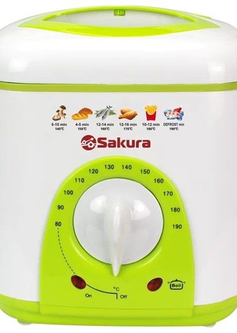 Фритюрница Sakura SA-7654GR 0.75л 950Вт белый/зеленый