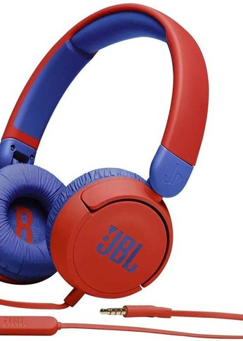 Гарнитура накладные JBL JR310 1м красный/синий проводные оголовье (JBLJR310RED)