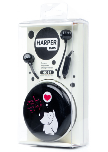 Гарнитура вкладыши Harper (KIDS) HK-39 Black с микрофоном