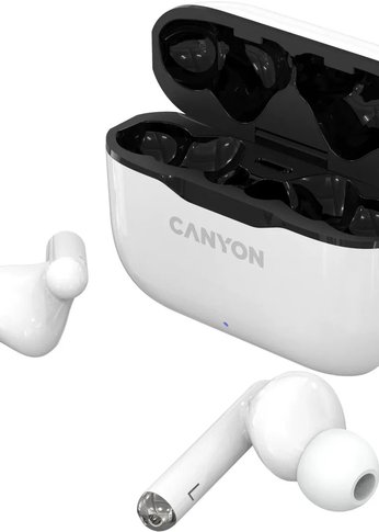 Гарнитура внутриканальные Canyon TWS-3 белый/черный беспроводные bluetooth в ушной раковине (CNE-CBTHS3W)