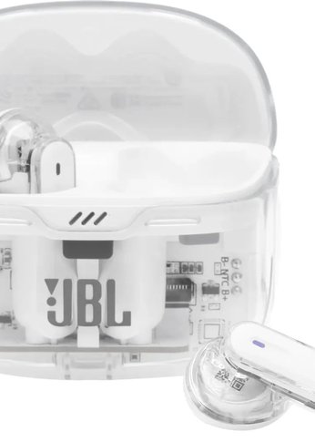 Гарнитура внутриканальные JBL Tune Beam Ghost белый беспроводные bluetooth в ушной раковине (JBLTBEAMGWHTAS)