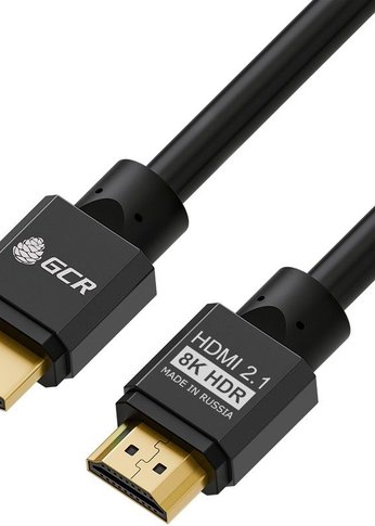 GCR Кабель 1.0m HDMI 2.1, черный, 8K 60Hz, 4K 144Hz, динамический HDR, 4:4:4, Ultra HD, 48.0 Гбит/с, 2 Х экран, армирование, GCR-55548