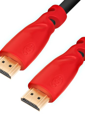 GCR Кабель 1.0m HDMI версия 1.4, черный, красные коннекторы, OD7.3mm, 30/30 AWG, позолоченные контакты, Ethernet 10.2 Гбит/с, 3D, 4K GCR-HM350-1.0m,