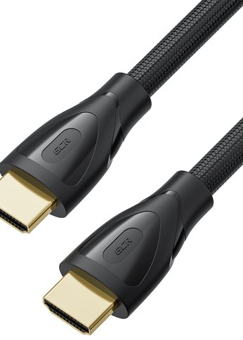 GCR Кабель Premium 1.0m HDMI 2.1, ECO Soft капрон, черный, HDR 4:4:4, Ultra HD, 8K 60Hz/4K*120Hz, 3D, 48 Гбит/с, 3 Х экран с армированием, GCR-55765