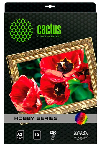 Холст Cactus CS-CA326010 A3/260г/м2/10л./белый хлопок для струйной печати