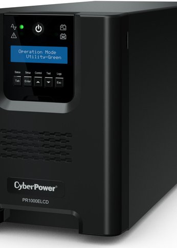 ИБП CyberPower PR1000ELCD, Line-Interactive, 1000VA/900W, 8 IEC-320 С13 розеток, USB&Serial, SNMPslot, LCD дисплей, Black, 0.6х0.35х0.4м., 21кг./ UPS