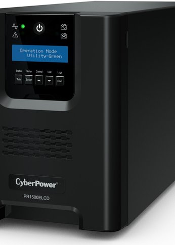 ИБП CyberPower PR1500ELCD, Line-Interactive, 1500VA/1350W, 8 IEC-320 С13 розеток, USB&Serial, SNMPslot, LCD дисплей, Black, 0.5х0.3х0.35м., 28.3кг./