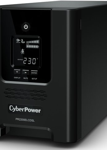 ИБП CyberPower PR2200ELCDSL, Line-Interactive, 2200VA/1980W, 8 IEC-320 С13, 1 IEC C19 розеток, USB&Serial, SNMPslot, LCD дисплей, Black, 0.5х0.6х0.3м