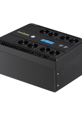 ИБП ExeGate NEO Smart LHB-1000.LCD.AVR.8SH.CH.USB 1000ВА 650Вт черный (EX293858RUS)