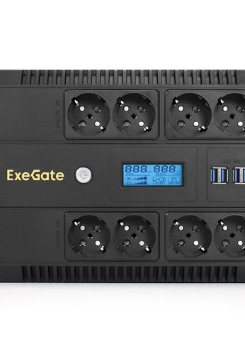 ИБП ExeGate NEO Smart LHB-800.LCD.AVR.8SH.CH.USB 480Вт 800ВА черный (EX293857RUS)