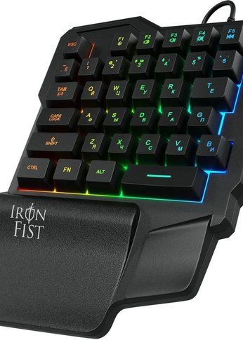 Игровой блок Oklick 701G IRON FIST черный USB for gamer LED (подставка для запястий) (1196590)