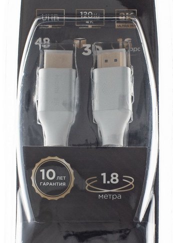 Кабель аудио-видео Cactus CS-HDMI.2.1-1.8 HDMI (m)/HDMI (m) 1.8м. Позолоченные контакты серебристый