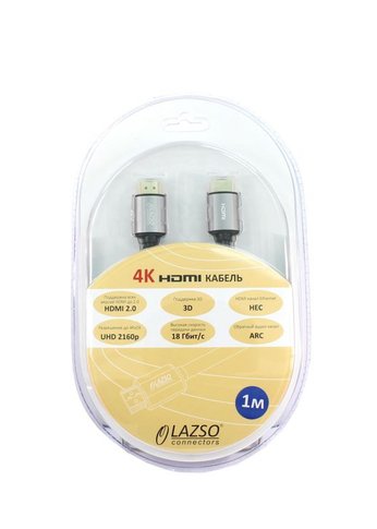 Кабель аудио-видео Lazso WH-111-B HDMI (m)/HDMI (m) 1м. Позолоченные контакты черный (WH-111(1M)-B)