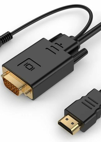 Кабель Cablexpert HDMI-VGA 19M/15M + 3.5Jack, 3м, черный, позол.разъемы, пакет (A-HDMI-VGA-03-10)