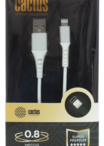 Кабель Cactus CS-LG.USB.A-0.8 USB (m)-Lightning (m) 0.8м белый блистер