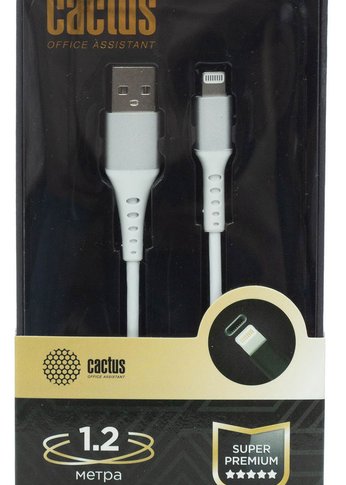 Кабель Cactus CS-LG.USB.A-1.2 USB (m)-Lightning (m) 1.2м белый блистер