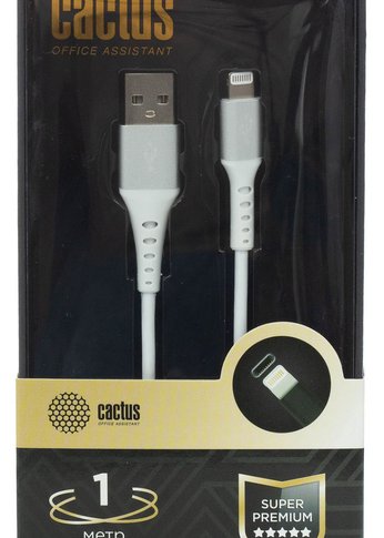 Кабель Cactus CS-LG.USB.A-1 USB (m)-Lightning (m) 1м белый блистер