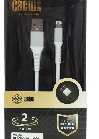 Кабель Cactus CS-LG.USB.A-2 USB (m)-Lightning (m) 2м белый блистер