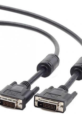 Кабель DVI-D dual link Gembird/Cablexpert , 25M/25M, 1.8м, черный, экран, феррит.кольца, пакет(CC-DVI2-BK-6)