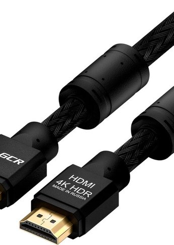 Кабель GCR 10.0m HDMI версия 2.0, HDR 4:2:0, Ultra HD, 4K 60 fps 60Hz/5K*30Hz, 3D, AUDIO, 18.0 Гбит/с, 28/28 AWG, OD7.8mm, тройной экран, черный нейл