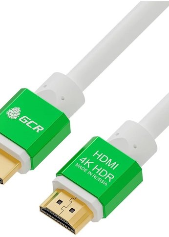 Кабель Greenconnect 2.0m HDMI версия 2.0, HDR 4:2:2, Ultra HD, 4K 60 fps 60Hz/5K*30Hz, 3D, AUDIO, 18.0 Гбит/с, 28/28 AWG, OD7.3mm, тройной экран, бел