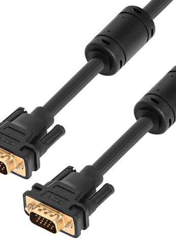 Кабель Greenconnect SVGA 0.5м чёрный, OD6.0mm. 15M / 15M GCR-VM2VM1-0.5m, 28/28 AWG, двойной экран