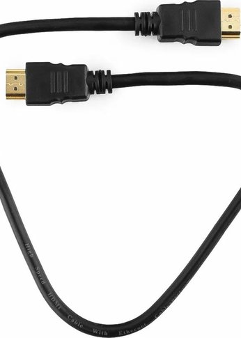 Кабель HDMI Cablexpert CC-HDMI4-0.5M, 19M/19M, v2.0, медь, позол.разъемы, экран, 0.5м, черный, пак