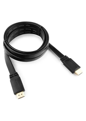 Кабель HDMI Cablexpert CC-HDMI4F-6, 19M/19M, v2.0, медь, позол.разъемы, экран, плоский кабель, 1.8м, черный, пакет