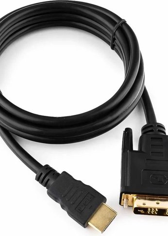 Кабель HDMI-DVI Cablexpert CC-HDMI-DVI-6, 19M/19M, single link, медь, позол.разъемы, экран, 1.8м, черный, пакет